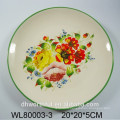 Flower and birds decal ceramic round plate